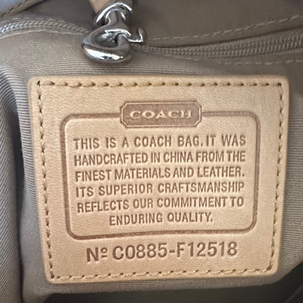 Coach F12518 Signature Jacquard and Leather Brown and Tan Shoulder Handbag - Picture 9 of 16